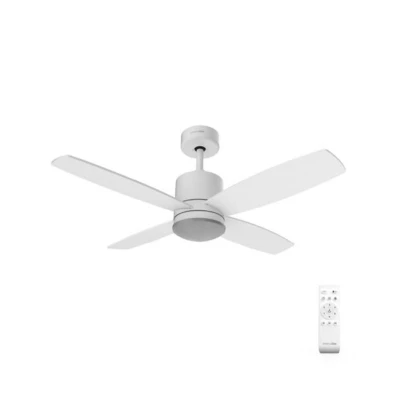 Imagen de UNIVERSALBLUE Ventilador de Techo Blanco con Luz LED Silencioso Mando a Distancia 4 Aspas Diámetro 106 cm Potencia 55 W Temporizador Motor DC 6 Velocidades