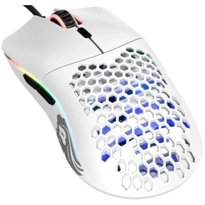 Imagen de Glorious gaming Model O Ratón con cable 67 g superligero, diseño colmena, RGB, sensor Pixart 3360, switches de Omron, ambidiestro Blanco mate
