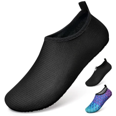 Imagen de WateLves Secado Rápido Zapatos de Agua Hombre Mujer Escarpines Deportes Acuáticos Playa Calzado Surf Baño Gr.36 51(xbl.Negro 40/41)
