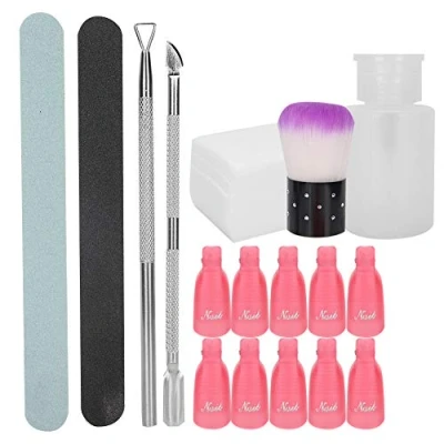 Imagen de Juego de eliminación gel para uñas, kit herramientas quitar esmalte uñas con clips removedor clip gel, cl