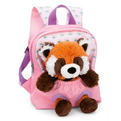Imagen de NICI Mochila infantil rosa 2 en 1 con peluche panda rojo 25cm de jardín infancia niñas y niños Suave zona la espalda correas ajustables 49853