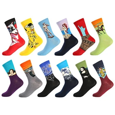 Imagen de BONANGEL Calcetines Christmas Hombre, de Vestir Con Patrón Divertido para Algodón Locos, Regalos Novedosos Hombres, 39 46