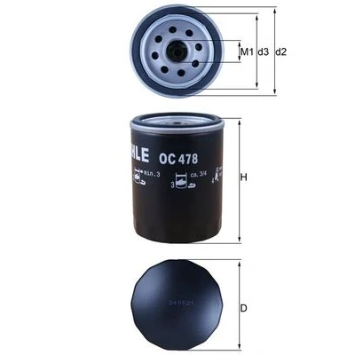 Imagen de MAHLE ORIGINAL OC 478 Filtro de aceite con válvula bloqueo retorno enroscable TOYOTA: Land Cruiser Prado 70 SUV, 120