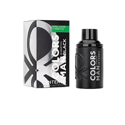 Imagen de United Colors of Benetton Black Intenso, Eau de Toilette para Hombre, Larga duración, Fragancia joven, moderna e intensa, Notas madera, ámbar y cítricos, Optimo uso diario, 100 ml