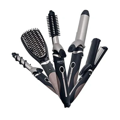 Imagen de Camry CR2024 Set Cuidado del Pelo 5 en 1 Plancha Multifunción, Rizador, Tenacillas, Moldeador, Cepillo Alisador, Revestimiento Cerámico, Todos los Looks y Estilos de Peinado con un