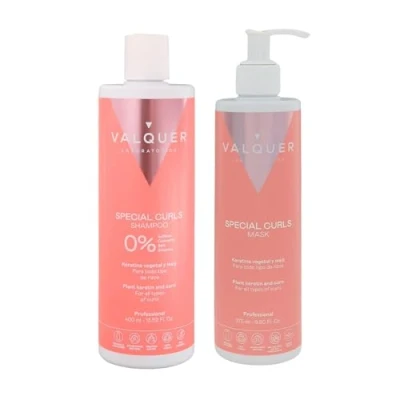 Imagen de Valquer Pack Método curly Champú + mascarilla 1000 ml. Para Cabellos rizados. sin sulfatos, sal