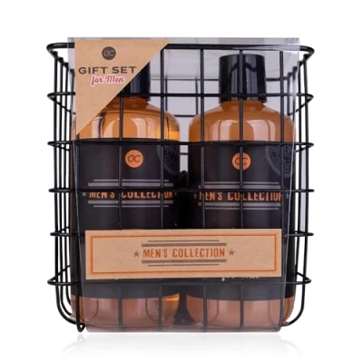 Imagen de Accentra Set de regalo para hombre Collection en cesta alambre, incluye 300 ml champú ml, esponja malla 15 g, cepillo uñas, fragancia: abedul y cedro marrón