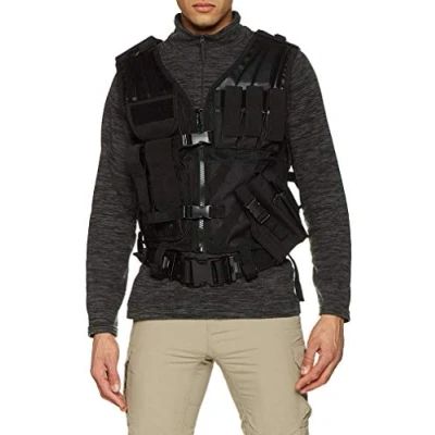 Imagen de Mil Tec USMC Chaleco táctico de Cuero PU y Textil, Color Negro