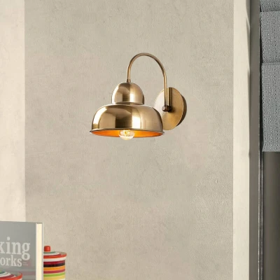 Imagen de Aplique doble cúpula cuello de cisne Berkton Metal Oro Menzzo