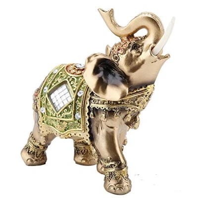 Imagen de Sutinna L/M/S Feng Shui Elefante Verde Tronco Estatua Suerte Riqueza estatuilla decoración(Green Trumpet)