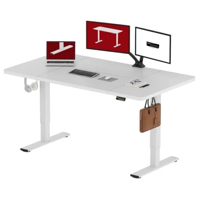 Imagen de SANODESK FQ1 160x60cm Escritorio Elevable Eléctrico con Tablero, Standing Desk, Mesa para Computadora Gancho, Cerradura niños, Función de Memoria Oficina y Hogar Blanco
