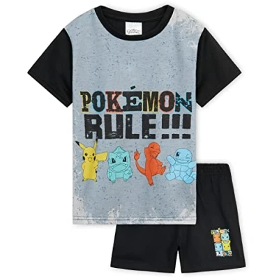 Imagen de Pokémon Cómodo Conjunto de Pijama Corto Anime para Niños (Negro/Gris, 7 8 años)