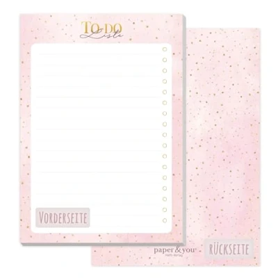 Imagen de paper&amp;you® bloc de notas (A6, puntos dorados) con 50 hojas para arrancar, notas, planificador diario, organizador, respetuoso el clima y sostenible