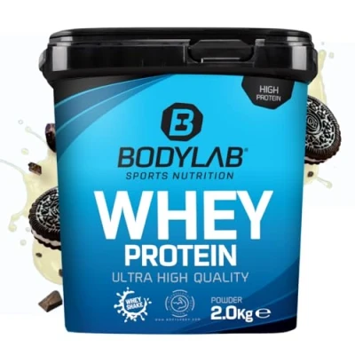 Imagen de Bodylab24 Whey Protein Powder Galletas y nata 2kg, polvo rico en proteína para músculos más fuertes, la de suero puede promover construcción músculo, con 80% proteína, sin aspartamo