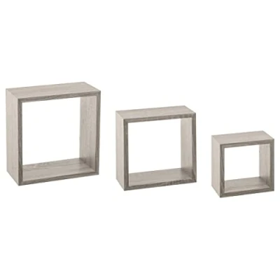 Imagen de 5five 3 pequeños estantes de Pared fixy Cubo Gris Efecto Roble