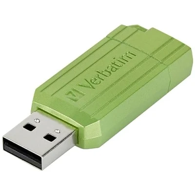 Imagen de Verbatim Pinstripe Memoria USB de 64 GB I Unidad Flash 2.0 computadora portátil Ultrabook TV Radio automóvil Dispositivo Mecanismo Deslizante Verde Eucalipto