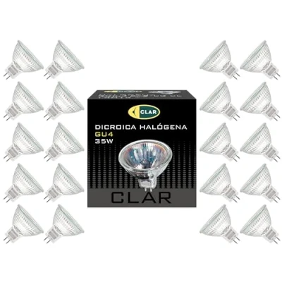 Imagen de CLAR Bombilla Halogena,Halogeno GU4, Bombillas 12 Voltios, Halogenas, 12V, Focos Halógenos, Foco MR11 35W (Pack 20)