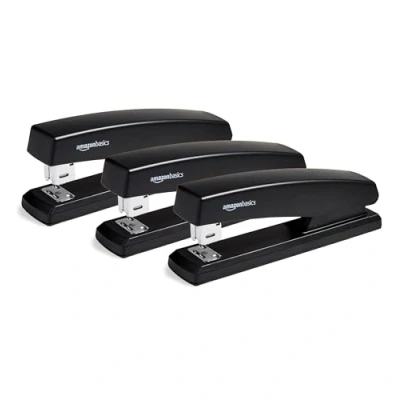 Imagen de Amazon Basics Grapadora con capacidad 210 grapas, Negro, 3 unidades
