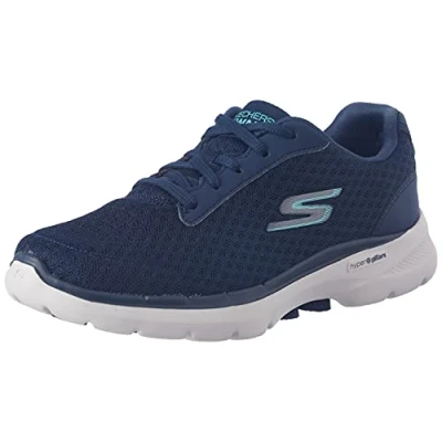 Imagen de Skechers Go Walk 6 Iconic Vision, Zapatillas Mujer, Navy Textile/Turquoise Trim, 35.5 EU