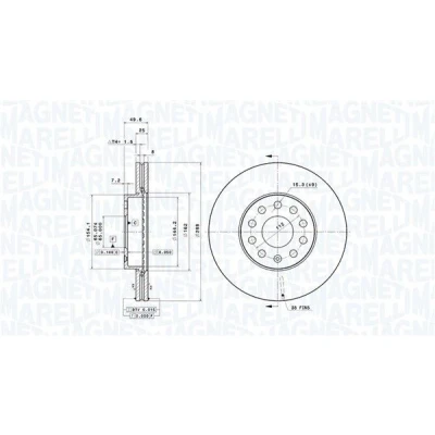 Imagen de MAGNETI MARELLI Disco de freno VOLKSWAGEN: GOLF 5, 7, 6, SEAT: Leon II Hatchback, III ST, AUDI: A3 Hatchback