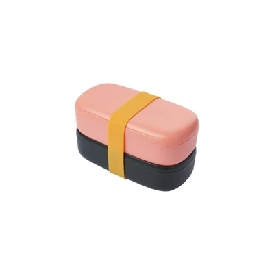 Imagen de Lékué Recipiente hermético doble para transportar y conservar alimentos, comida, merienda, color Coral
