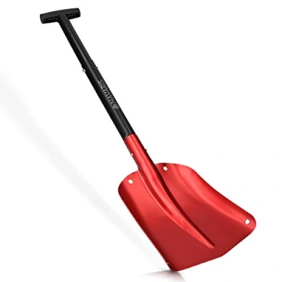 Imagen de Navaris Pala de Nieve Plegable Quitanieves con Mango Ajustable 80CM y Bolsa Transporte para Quitar Aluminio en Rojo Negro