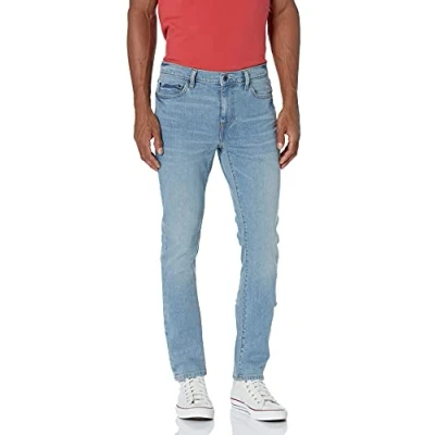 Imagen de Amazon Essentials Pantalón Vaquero Elástico de Ajuste Ceñido Cómodo (Previamente Goodthreads) Hombre, Azul Claro, 29W / 34L