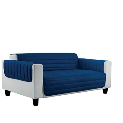 Imagen de Italian Bed Linen Elegant Funda Protectora para Sofá, Microfibra, Azul Oscuro/Gris Claro, Rey, 2 plazas