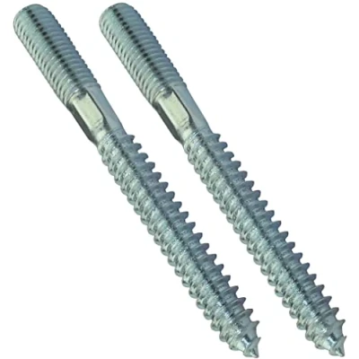 Imagen de AERZETIX C44771 Juego de 2 Tornillo doble rosca espárrago punta atornillar metal/madera con o sin taco Ø10x100mm acero galvanizado color plata