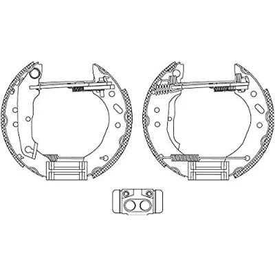 Imagen de HELLA Shoe Kit Pro 8DB 355 005 011 frenos, disco de tambor con cilindro freno rueda, accionador FORD: Escort 5, 6