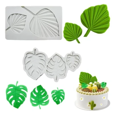 Imagen de 2 Piezas 3D Hojas de Silicona Moldes para Fondant Molde Gelatina, Chocolate, Magdalenas, Bricolaje, Decoración Bodas, Del Hogar (Gris)