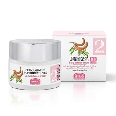 Imagen de Helan, Linea Viso 2, Crema Hidratante Facial Mujer, Cara Mujer para Piel Seca, Súper y Cuello de Dia con Extractos Malva Tamarindo, Vitamina E 50 ml
