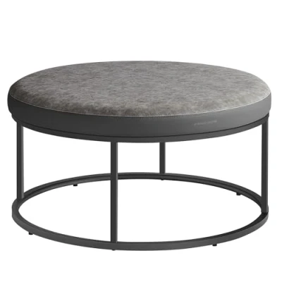 Imagen de SONGMICS HOME Luiz Colección Mesa de Centro Redonda, Salón, Tablero Reversible, Auxiliar, Taburete, Minimalista, Marco Acero, Carga 300 kg, para Gris Paloma LOM078G01