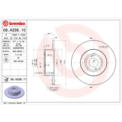 Imagen de Disco de freno BREMBO 08.A336.11