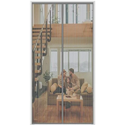 Imagen de Magnetic Fly Screen Door Insect Mosquito Screen,180x210cm (70.86x82.67in) Top to Bottom Seal Snaps Shuts Automatically, for Anti or Pest Soft Gray