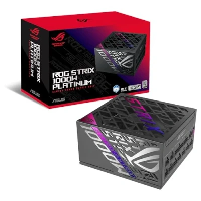 Imagen de ASUS ROG Strix 1000W Platinum Fuente de alimentación Totalmente Modular, 80 Plus Platinum, ATX 3.1, Cybenetics Lambda A+, GAN MOSFET, GPU First Intelligent Voltage Stabilizer, 10 años Cobertura