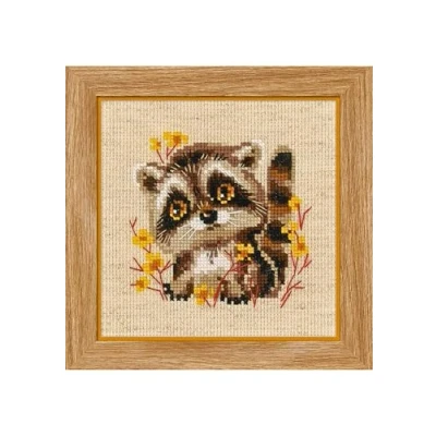 Imagen de Riolis 1754 Kit para punto de cruz (algodón, 1313 cm), diseño pequeño mapache