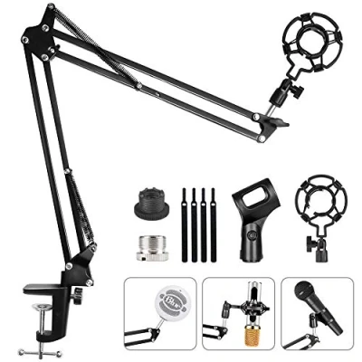 Imagen de HAUEA Soporte de Micrófono, Brazo Clip Mesa con Ajustable, 3/8&#039;&#039; a 5/8&#039;&#039; Adaptador para Blue Yeti Snowball, Video TikTok Live Streaming