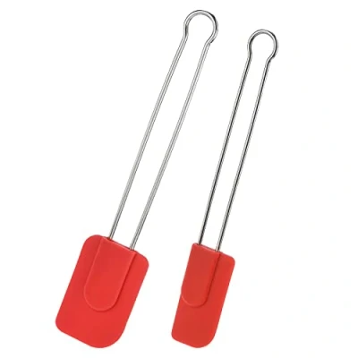 Imagen de Westmark 2 Rasquetas para cocinar y amasar con cabeza de Silicona, Longitud: 22,5 cm/28,5 cm, Silicona/acero inoxidable, Rojo/Plateado, 154622E7