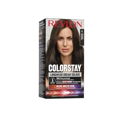 Imagen de Revlon Colorstay Tinte Pelo Mujer, Coloración Permanente de larga duración, Incluye mascarilla potenciadora del color, Hasta 8 semanas Tono 4 Castaño.