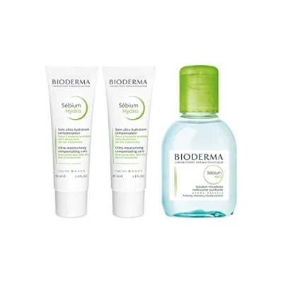 Imagen de Bioderma Sebium Hidra + H2O Hidrata y nutre Ultra Desecantes Calma reduce los efectos de tratamientos Cara Piel propensa al acné Juego 2x40mL 1x100mL
