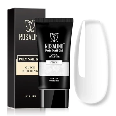 Imagen de ROSALIND Transparente Uñas de Gel, 60ml Transparent Poly Nail Extension Gel Esmaltes para Extensión Principiantes y Profesionales