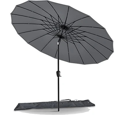 Imagen de VOUNOT 270 cm Shanghai Sombrilla Jardín, Parasol Terraza Inclinable con Manivela, Protección UV para Patio, Piscina, Exterior, Gris