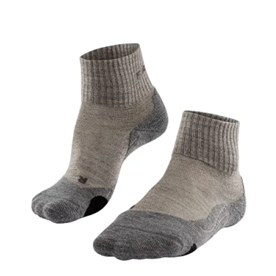 Imagen de FALKE TK2 Explore Wool Short W SSO lana hilo funcional anti ampollas gruesa 1 par, Calcetines para senderismo Mujer, Beis (Kitt Mouline 4310), 41 42