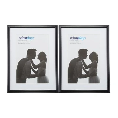 Imagen de Relaxdays Pack 2 Marcos Fotos, 15 x 20 cm, Vertical u Horizontal, con Paspartú, Portarretratos, Placa Vidrio, Negro, 21 16 cm