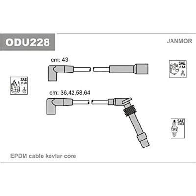 Imagen de JANMOR ODU228 Juego de Cables Encendido OPEL: Astra F CC, Berlina, Vectra A Berlina