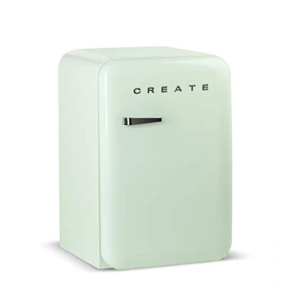 Imagen de CREATE / RETRO FRIDGE 83.5 SILVER/Frigorífico verde pastel maneta plata 98W, bajo consumo, 2 estantes, regulador temperatura, botellero, 56x54x84cm