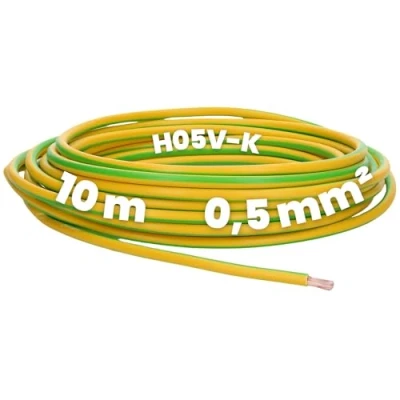 Imagen de Kalitec 10 metros H05V K 0,5 mm² verde/amarillo I cable mm2 como de cableado flexible PVC individual conmutación