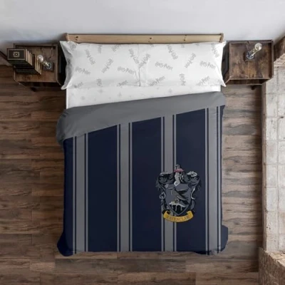 Imagen de BELUM Funda nórdica Harry Potter, con Botones 100% algodón Modelo Ravenclaw Rayas para Cama de 105 (180x220 cm)