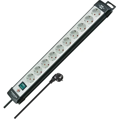 Imagen de Brennenstuhl Premium Line regleta de enchufes con 10 Tomas Corriente (Cable 3m, Interruptor, montable, Made in Germany) Negro/Gris